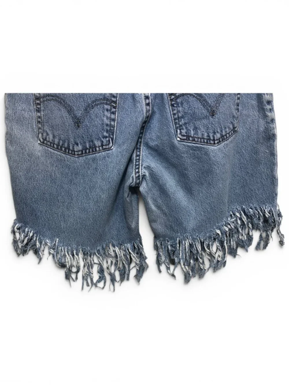 Vintage Levi's 550 Women's Denim Distressed Shorts Heavily Frayed Hem Size 14